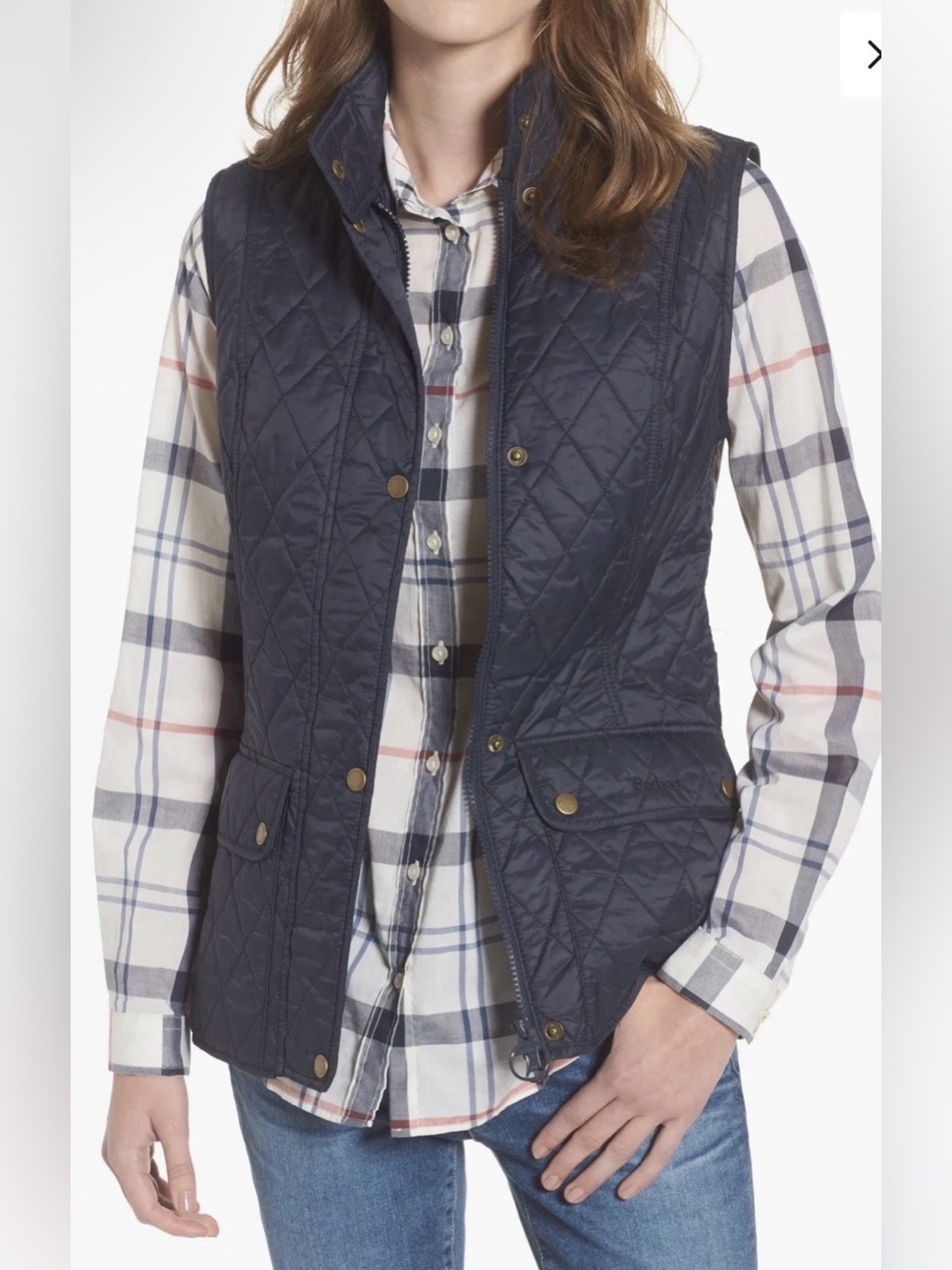 New Barbour Otterburn Vest In Navy Size 16 $165